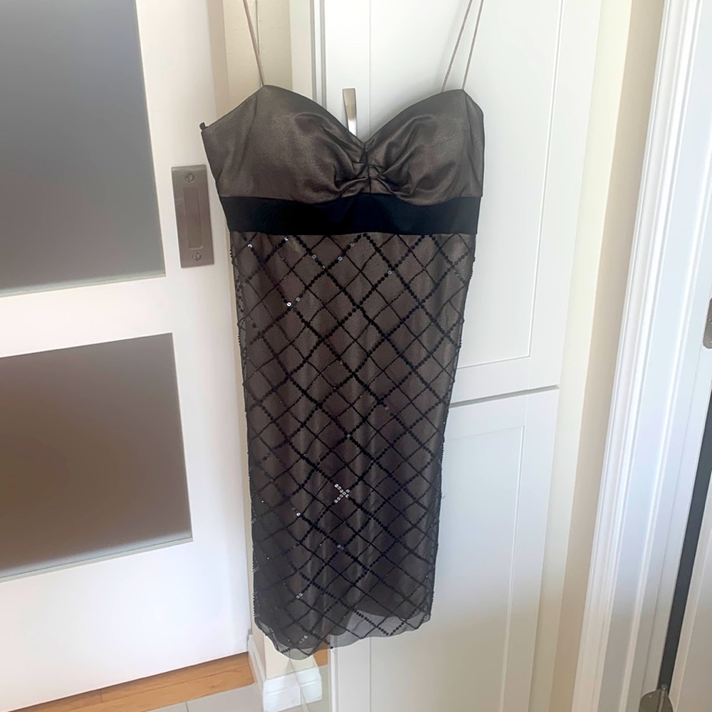 Elegant bronze & black Chetta B dress NWT